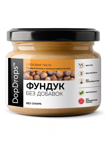 DopDrops Паста Фундучная Без Добавок, 250 гр