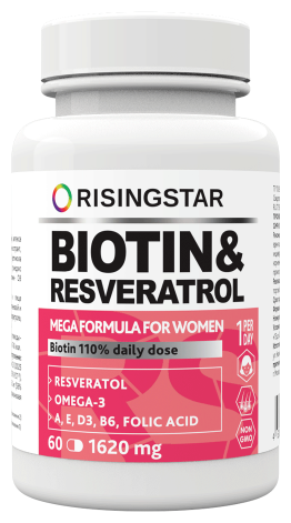 Risingstar Biotin &amp; Resveratrol, 60 капс