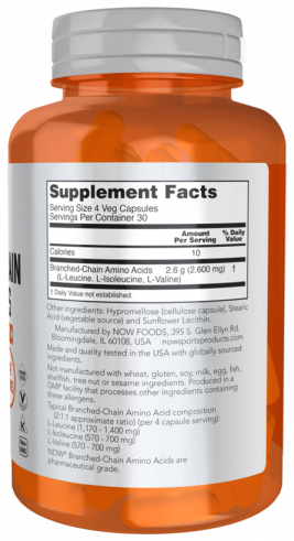 NOW Branched Chain Amino Acids, 120 капсул