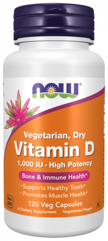 NOW Vegetarian, Dry Vitamin D 1000 IU, 120 капсул