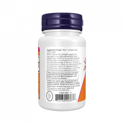 NOW High Potency Vitamin D-3 2000 IU, Высокоэффективный витамин Д-3 2000 МЕ, 120 капсул