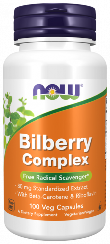 NOW Bilberry Complex, 100 капсул