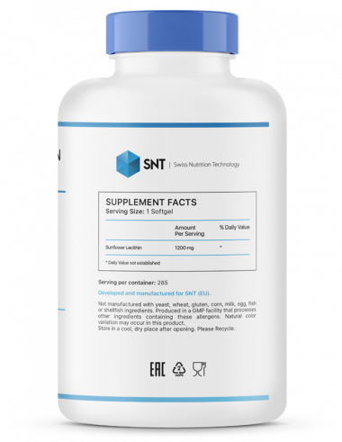 SNT Sunflower Lecithin, Санфлауэр Лецитин, 285 капсул