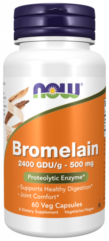 NOW Bromelain 2400 GDU/g-500 mg, 60 капсул