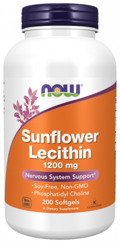 NOW Sunflower Lecithin 1200 mg, Лецитин подсолнечника 1200 мг, 200 капсул