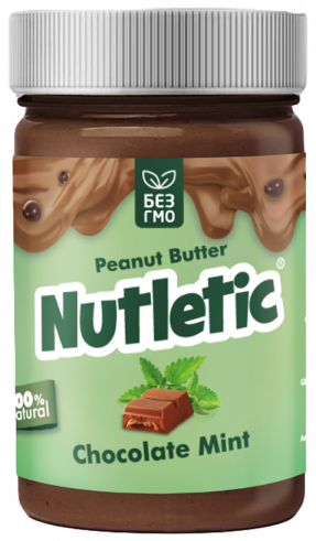 Nutletic Арахисовая паста шоколадная с мятой, 280 грамм