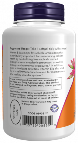 NOW Vitamin E-400 With Mixed Tocopherols, 100 капсул