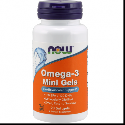 NOW Omega 3 Mini Gels 500 мг Softgels, 90 капс